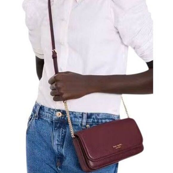 Kate Spade New York Cherry Juice Leather Ava Flap Chain Wallet Crossbody Bag - Picture 10 of 12